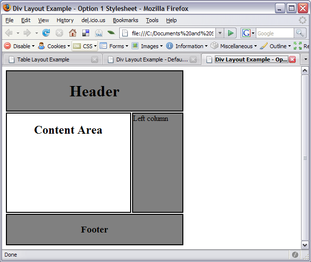 Div Based Layout Example - Optional Layout